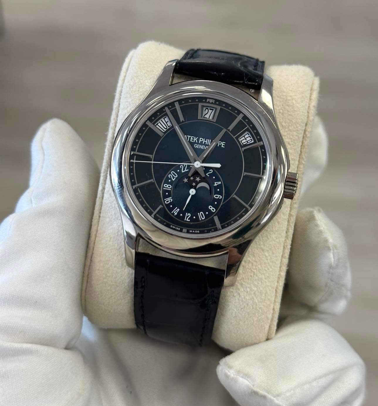 Patek Philippe Annual Calendar Moonphase "Bleu Dégradé" 18kt White Gold Blue Skeleton Back 5205G-013