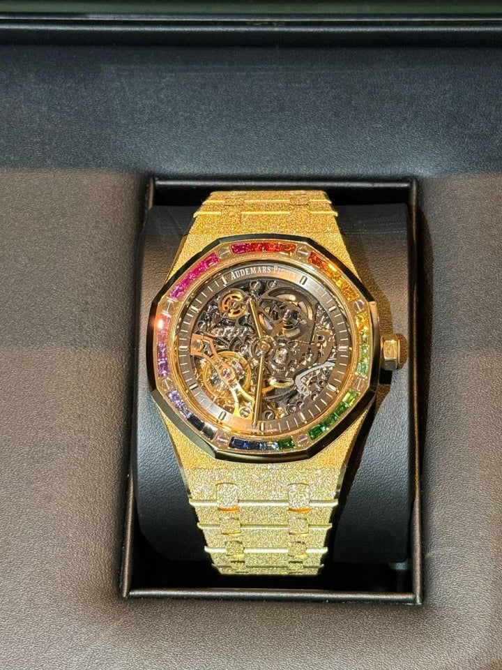 Audemars Piguet Royal Oak 15412OR, Frosted 18K Rose Gold, Rainbow, Openworked, 41 mm