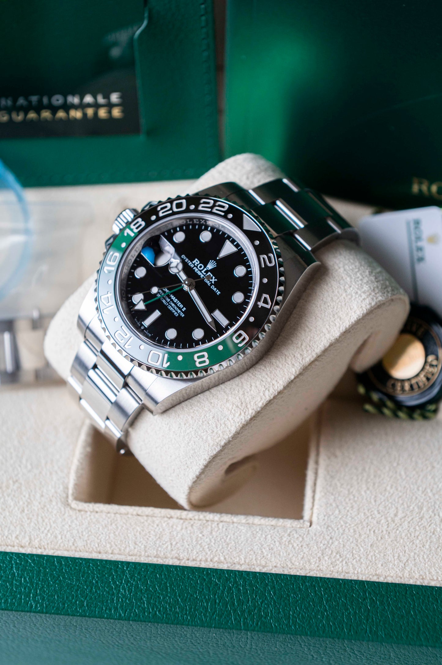 Rolex 126720 VTNR GMT MASTER II-LEFT HANDED SPRITE NIB APRIL 2024
